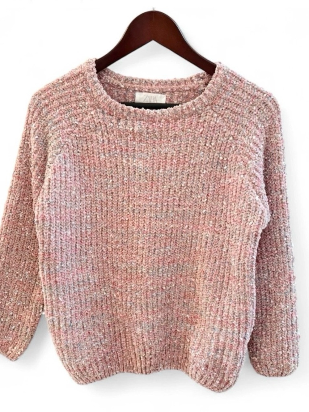 Zara Girls Fuzzy Soft Cozy Pink Pullover Spring Sweater Size 13 14 Preteen